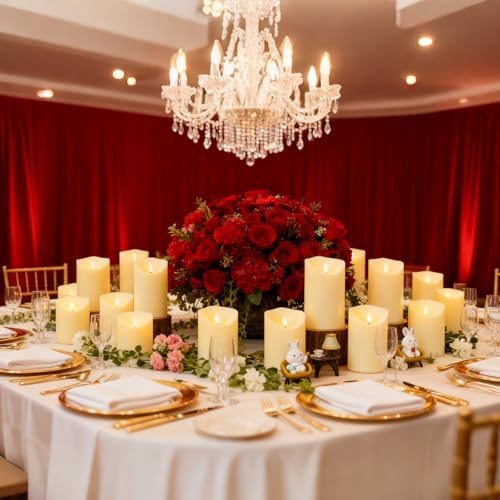 Nimiko Flameless Candles with Remote, Battery Operated Flickering Flameless Candles, LED Candles with Timer 2/4/6/8H, with Realistic LED Candles Set of 24 (D3 x H 3" 4" 5") (Ivory) - Image 6
