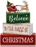 Lineshading 4 Pcs Christmas Table Decorations Wooden Stacked Block Santa by Lineshading