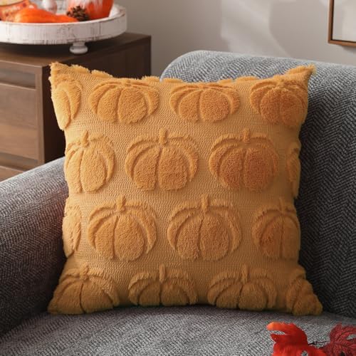 DFXSZ Fall Pillow Covers 12x20 2Pcs Light Orange Pumpkin Fall Decorations - Image 3