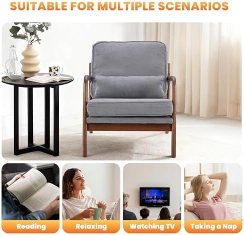 DUMOS Mid Century Accent Chairs Set of 2, 16'' Seat Height Lounge Chair - Image 5