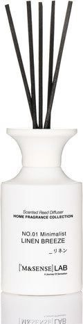M&SENSE Minimalist Large Reed Diffuser 300ml, Linen Breeze Scented with Natural Essential Oils, Long Lasting with 7 Sticks, Non-Toxic Home Fragrance for Bedroom, Bathroom Decor