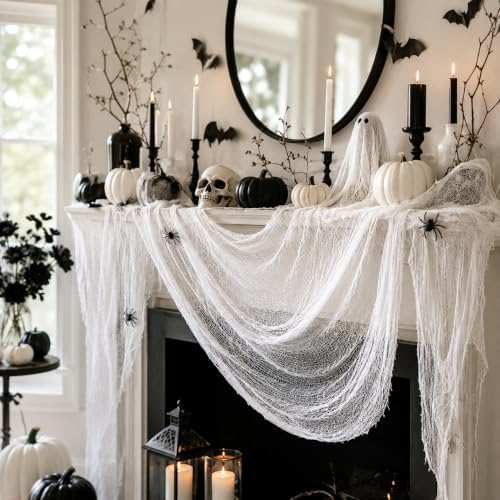 5 Pcs White Halloween Gauze Creepy Cloth Fabric Tapestry Decor Decorations - Image 3