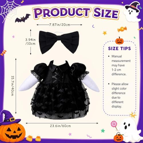 Halloween Porch Goose Outfit Gothic Lolita Bat‑Pattern Lace Dress and Bow - Image 4