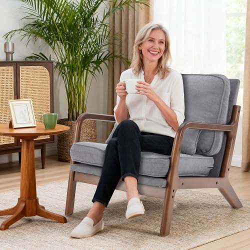 DUMOS Mid Century Modern Accent Chair, 16'' Seat Height Cozy Lounge Chair - Image 4