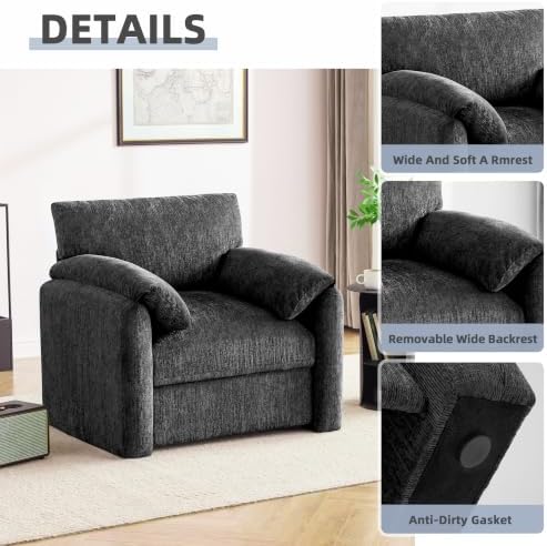 Howjoe Accent Chair for Living Room, Oversized Reading Armchair, Gray - Image 4