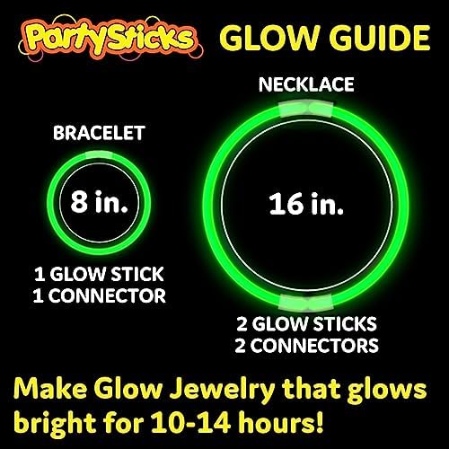 PartySticks Green Glow Sticks - 100pk, 8 Inch Glow in the Dark Light Up Sticks and Connectors for Party Favors, Decorations, Necklaces and Bracelets - Image 2