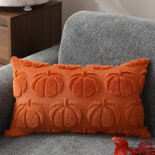 DFXSZ Fall Pillow Covers 12x20 2Pcs Orange Pumpkin Fall Decoration for Home - Image 3