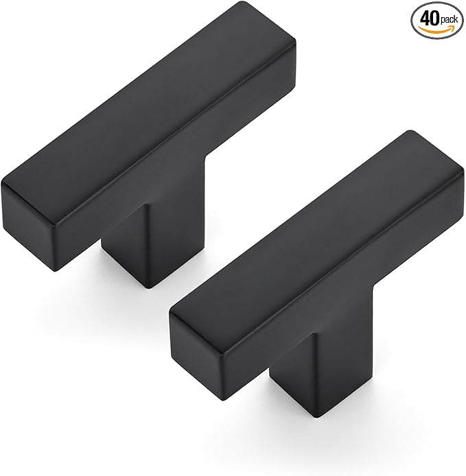 JOY DECOR 40 Pack Cabinet Knobs, Black Cabinet Handles, 2 Inch Kitchen Knobs, Single Hole Drawer Hardware for Dresser Drawers