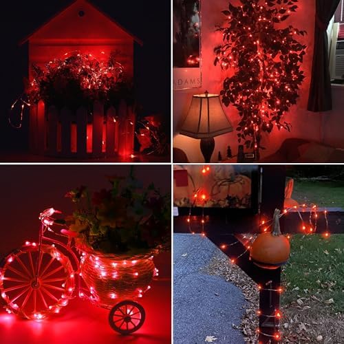 Joomer Solar Fairy Lights, 2-Pack Total 80FT 240LED String Lights, Red - Image 5