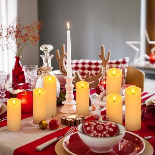 YOROXRG 24 Pack Christmas Decoration Flickering Flameless Candles, Battery Operated Candles,LED Candles for Home Decor,Wedding,Halloween,Birthday,Valentine'sDay (D2.2 xH 5" 6" 7" Ivory) - Image 2