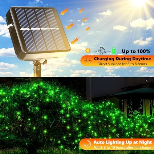 Joomer Solar Fairy Lights, 2-Pack Total 80FT 240LED String Lights, Green - Image 3
