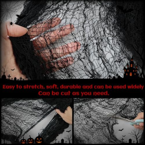 5 Pcs Black Halloween Gauze Creepy Cloth Fabric Tapestry Decor Decorations - Image 2