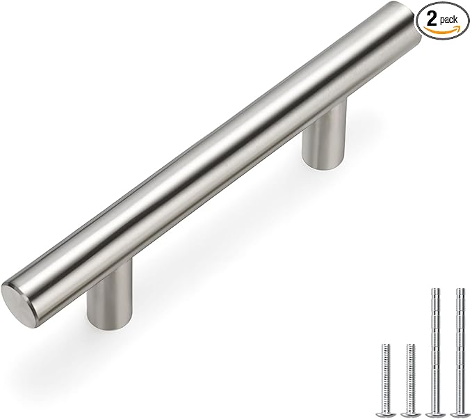 homdiy Brushed Nickel Cabinet Pulls Drawer Handles, 2-1/2in(64mm) Hole Center Dresser Pulls Silver Drawer Pulls for Kitchen, Bedroom, Bathroom,Livingroom
