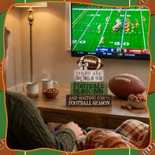 Lineshading 4 Pcs Football Tiered Tray Decor Wood Blocks Stackable Table - Image 4