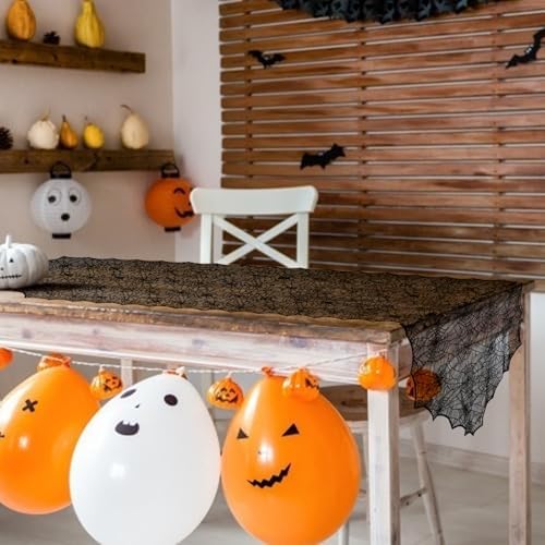 Halloween Table Runner, Black Lace Spider Web Table Runners for Halloween Decor/Party Dinner Table Decoration 18 x 72Inch - Image 2