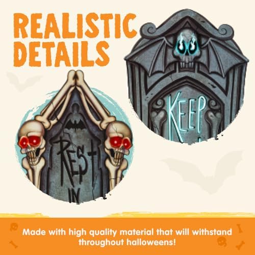 JOYIN 16" 9 Pcs Halloween Tombstones Decorations Outdoor Graveyard Decor, Yard Lawn Cemetery Plastic Headstones with 18 Metal Stakes For Halloween Indoor Prop Decorations, Party Decor Supplies - Image 2