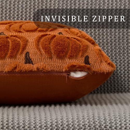 DFXSZ Fall Pillow Covers 18x18 2Pcs Rust Brown Pumpkin Fall Decorations - Image 2