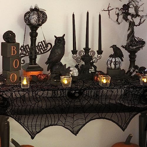 AerWo Skull Spiderweb Halloween Fireplace Mantel Scarf Decorations Indoor - Image 4