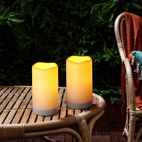 YOROXRG Solar flameless Candles Outdoor Waterproof,Dusk to Dawn Outdoor Lighting, Flickering fameless Reusable LED Light Candles for Lantern Garden Camping and Home Decor, 3D Wick (3"X6") Set of 2 - Image 4