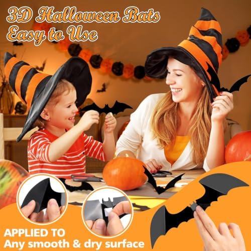 LUDILO 100Pcs Bats Halloween Decorations: Halloween Bats Wall Décor Sticker - Image 3
