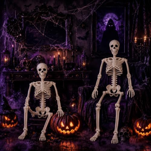 Abakuku 2 Pack 36" Halloween Skeleton Decorations,Human Bones for Halloween Party with Movable Joints,for Haunted Houses, Front Lawn, Graveyard Props - Image 4