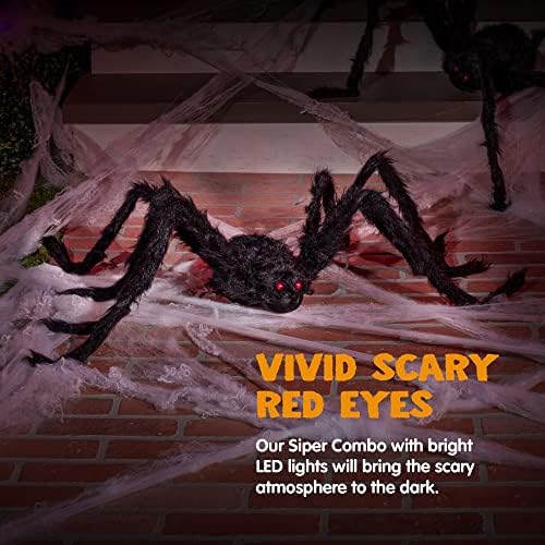 JOYIN 2 Pack 4 Ft Halloween Spider Decorations Outdoor, Scary Large Giant Spiders with Adjustable Legs for Halloween Outside Decor, Yard Lawn Indoor Haunted House Props - Image 3