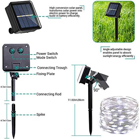 Joomer Solar Fairy Lights, 4Pack Total 104FT 320LED String Lights, White - Image 6