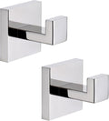 TASTOS Bath Towel Hooks Premium Stainless Steel Robe Coat and Clothes Hook, Heavy Duty Square Wall Mounted Modern Hook for Bathroom & Kitchen, Polished Chrome Finish, 2Pack