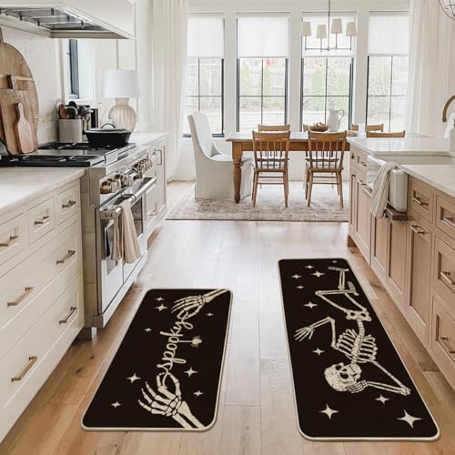 Artoid Mode Skeleton Black Halloween Kitchen Mats Set of 2-24x35+24x59 - Image 5