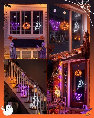 Minetom 3 Pack Halloween Windows Lights - Pumpkin, Ghost, Cat with Timer - Image 6