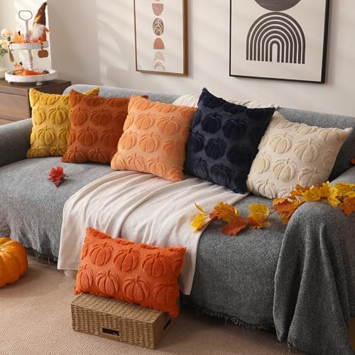 DFXSZ Fall Pillow Covers 12x20 2Pcs Orange Pumpkin Fall Decoration for Home - Image 5