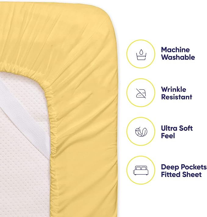 King Size Bed Sheets - 6 Piece 1500 Supreme Collection Fine Brushed Microfiber Deep Pocket King Sheet Set Bedding - 2 Extra Pillow Cases, Great Value, King, Yellow