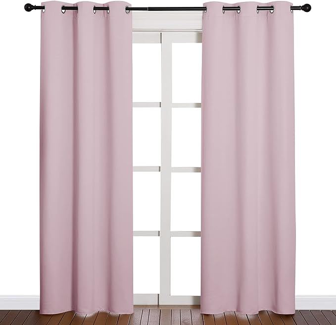 NICETOWN Nursery Essential Thermal Insulated Solid Grommet Top Blackout Curtains/Drapes (1 Pair, 42 x 84 inches, Baby Pink)