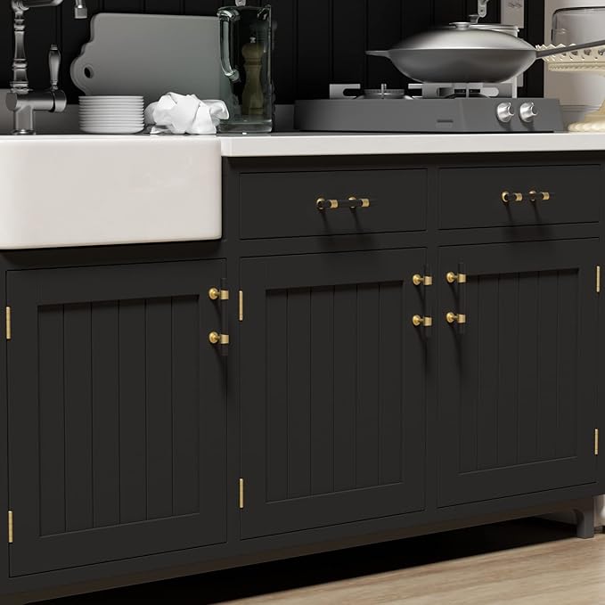 goldenwarm 10 Pack Black and Gold Cabinet Pulls 3 Inch Kitchen Cabinet Handles Black Kitchen Drawer Pulls for Dresser Bathroom Modern Hardware,Zinc Alloy Base