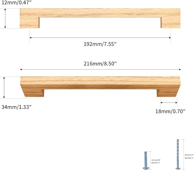 Burlywood Square 7-1/2in 2 pcs Wooden Drawer Pulls Handle pulls for cabinets Kitchen Cabinet Drawer pulls Cabinet Door Pull