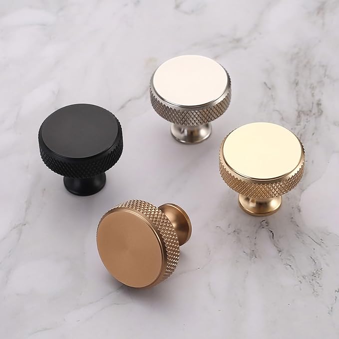 Asidrama 10 Pack Matte Black Kitchen Cabinet Knobs Knurled Dresser Knobs Drawer Knob Cabinet Hardware Aluminum Knob for Dresser Drawers