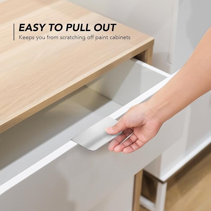 Ravinte Hardware 20 Pack Silver Cabinet Handles, 3 Inch (76mm) Finger Edge Pulls, 2 Inch Hole Center, Finger Pulls for Cabinets