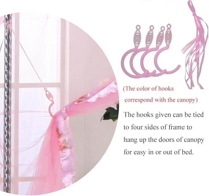 Canopy Bed Curtains Queen- 4 Corner Post Canopy for Bed, Bed Canopy for Adults, Bedroom Decor (Queen Size, White)
