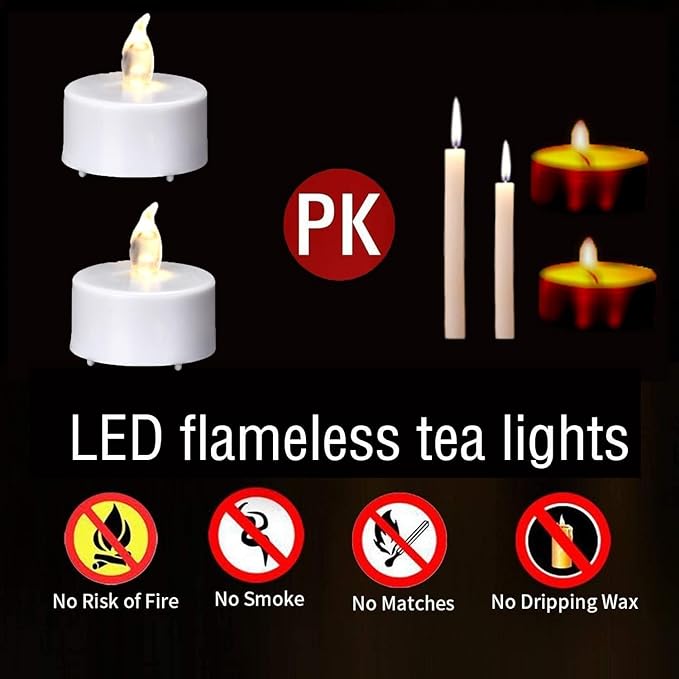 Battery Operated LED Tea Lights: 12PACK Flameless Votive Candles Lamp Realistic and Bright Flickering Holiday Gift Long Lasting 150Hours for Seasonal & Festival Celebration Warm White
