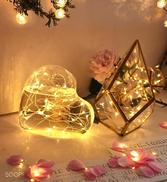 [6-Pack] 7Feet Starry String Lights,Fairy String Lights 20 Micro Starry LEDs On Copper Wire, 2pcs CR2032 Batteries Included,For Wedding Centerpiece,Party,Christmas Table Decor(Copper Warm White)