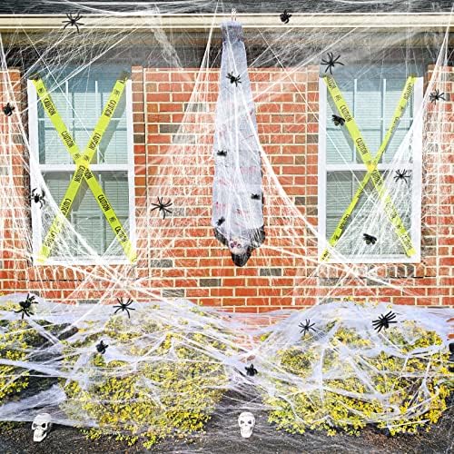 200 sqft Halloween Spider Webs Decorations with 10 Extra Fake Spiders, Super Stretchy Cobwebs for Halloween Decor Indoor and Outdoor - Image 2