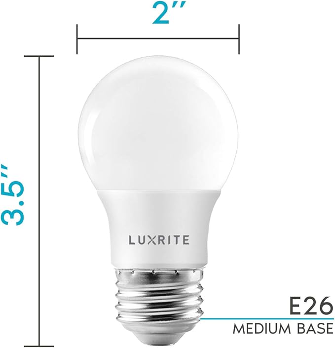 LUXRITE A15 LED Bulb 40W Equivalent, 7W, 2700K (Warm White), 600 Lumens, Enclosed Fixture Rated, Dimmable Ceiling Fan Light Bulbs, E26 Medium Base, UL Listed - Indoor and Outdoor (6 Pack)