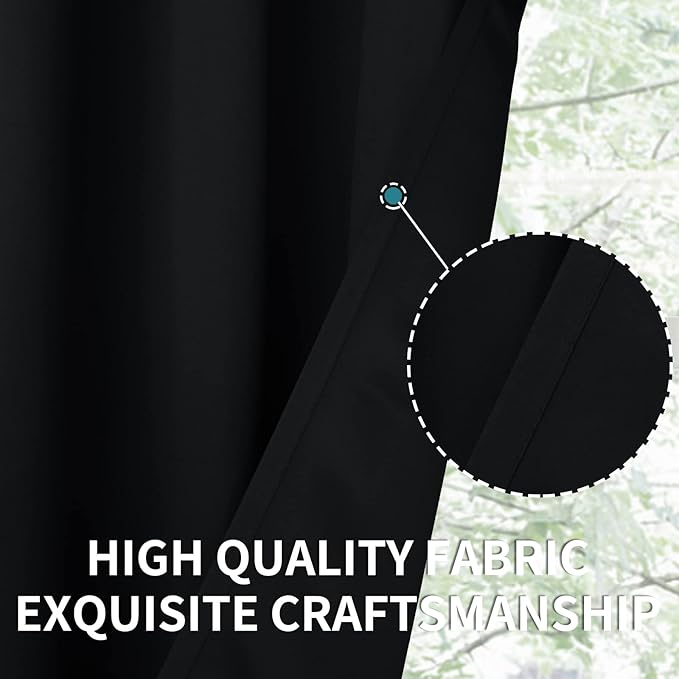 BGment Blackout Curtains - Grommet Thermal Insulated Room Darkening Bedroom and Living Room Curtain, Set of 2 Panels (70 x 63 Inch, Black)