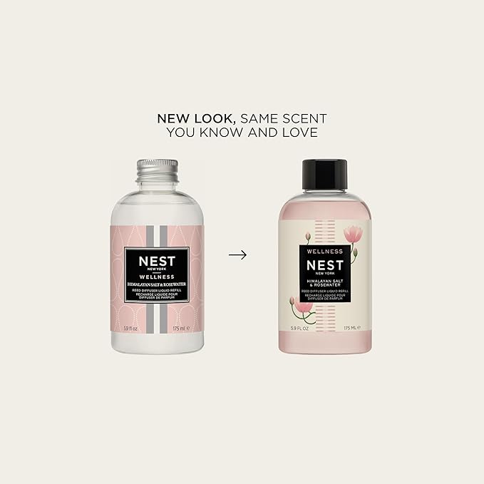 NEST New York Reed Diffuser Liquid Refill, Himalayan Salt & Rosewater - 5.9 fl oz - Fragrance for Up to 90 Days - Flame Free