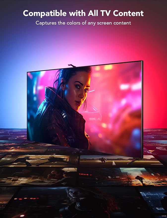 Govee Envisual TV LED Backlight T2 with Dual Cameras, 11.8ft RGBIC Wi-Fi LED Strip Lights for 55-65 inch TVs, Double Strip Light Beads, for Home Decorations, Smart App Control, Music Sync