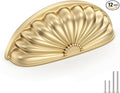 goldenwarm 12 Pack Gold Cabinet Handles Drawer Pulls Finger Edge Pull for Half Moon Cup Luxury Hardware 3" Hole Center Brushed Brass Knobs