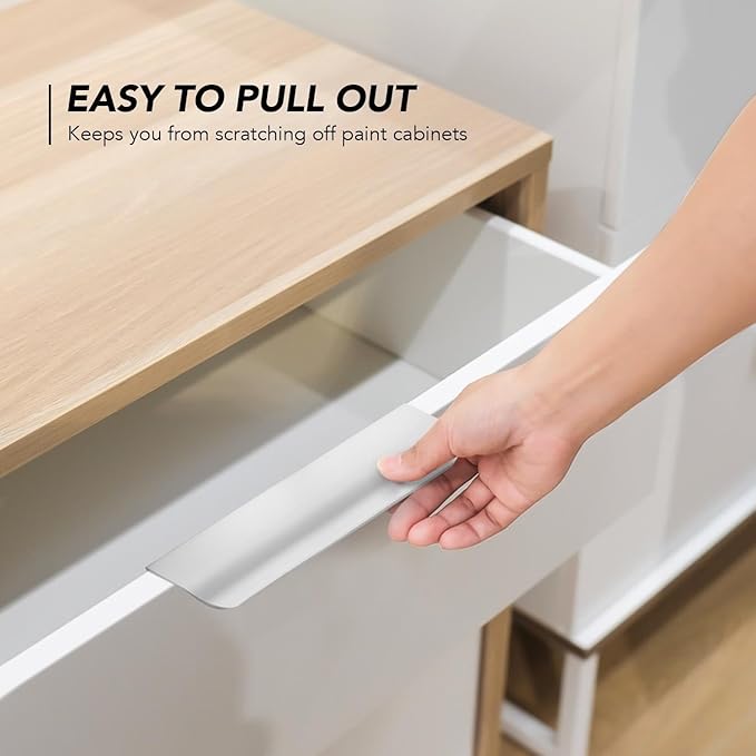 Ravinte Hardware 8 Pack Silver Cabinet Handles, 5 Inch (128mm) Finger Edge Pulls, 4 Inch Hole Center, Finger Pulls for Cabinets