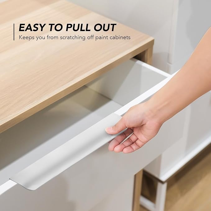 Ravinte Hardware 6 Pack Silver Cabinet Handles, 7.8 Inch (200mm) Finger Edge Pulls, 6-1/4 Inch Hole Center, Finger Pulls for Cabinets