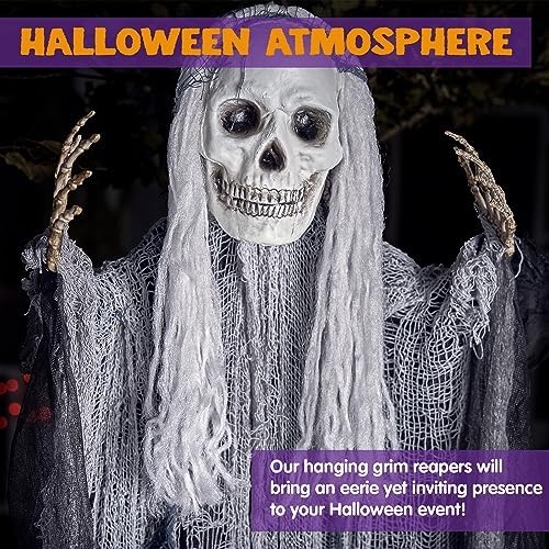JOYIN 3 Pcs Hanging Halloween Skeleton Ghosts Decorations Outdoor, Grim Reapers for Best Halloween Outdoor Decorations, Haunted Haunted House Prop, Party Supplies - Image 3