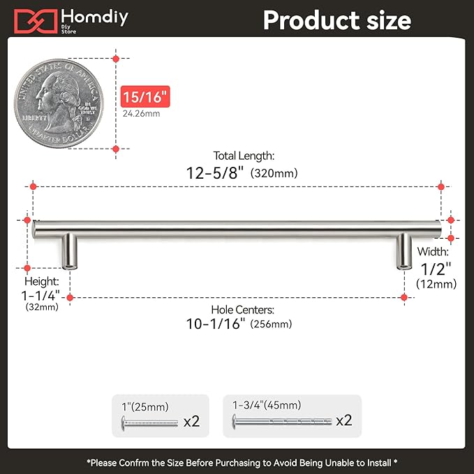 homdiy 100 Pack Kitchen Cabinet Handles 7-1/2in Hole Centers Drawer Pulls - HD201SN Cabinet Pulls Stainless Steel Cabinet Hardware for Bathroom Cupboard Door